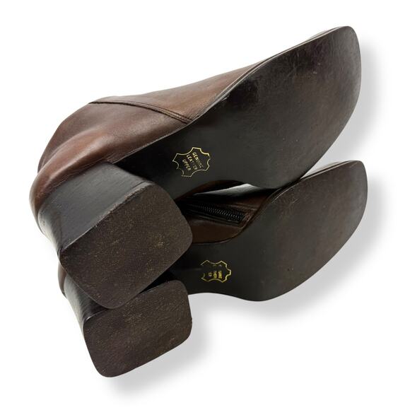 90's KENNETH COLE UNLISTED brown leather chunky heel square toe shoes - Picture 9 of 16